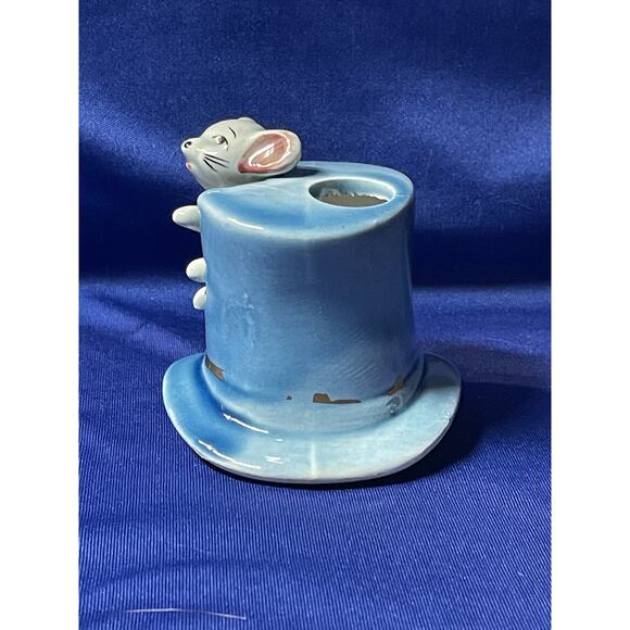 Porcelain Napcoware Top Hat with Grey Mouse Toothpick Holder - Picture 7 of 7
